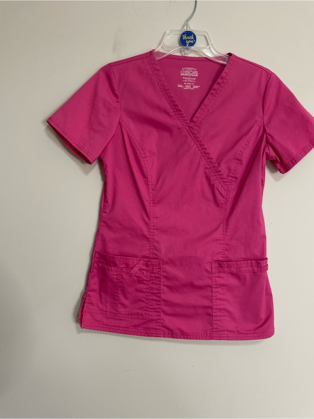 Cherokee Women's Hot Pink V-Neck Scrub Top~ Size XS Medical Staff